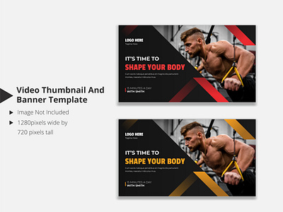 Fitness banner and thumbnail template design