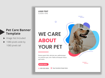 Pet care abstract social media banner and web banner template creative