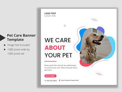 Pet care abstract social media banner and web banner template