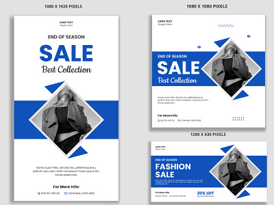 Fashion Sales social media posts and web banner template showroom