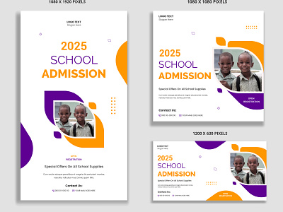 School admission social media and web banner template