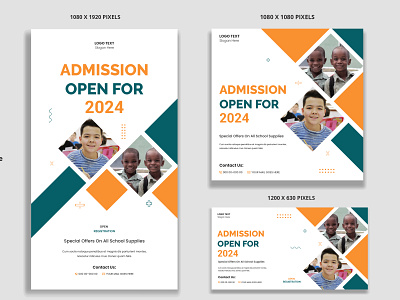 School admission social media and web banner set class