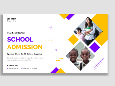 School admission thumbnail and web banner template school children