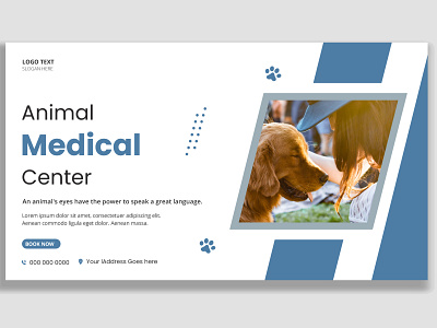 Animal medical center thumbnail and web banner template illustration