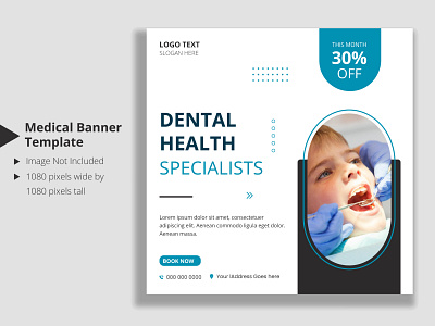 Dental clinic social media post banner template corporate