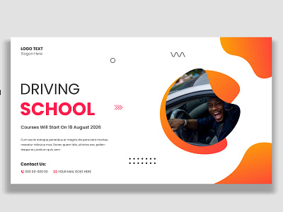 Car driving school thumbnail and web banner template woman driver