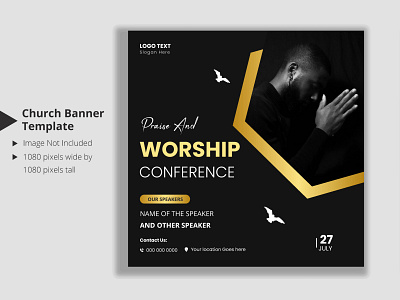 Church worship conference flyer social media post web banner praise
