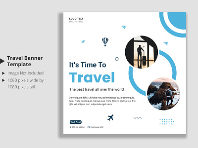 Travel agency social media post and web banner backgrounds