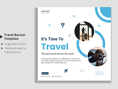 Travel agency social media post and web banner