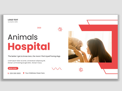 Animal hospital thumbnail and web banner template illustration