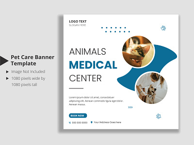 Animal medical center social media post and web banner creative