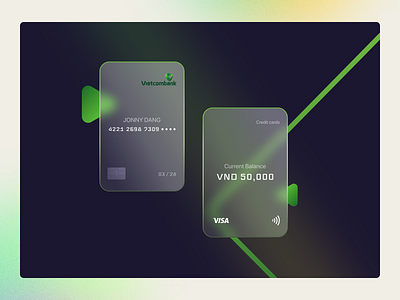 Credit cards Vietcombank banking creditcard glass green uidesign uiux