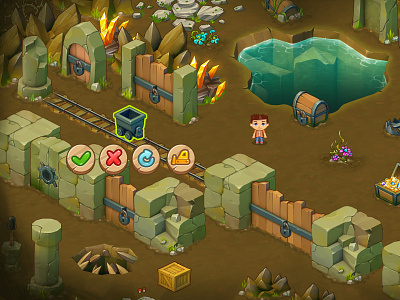 Underground android button game interface ios isometric scene ui