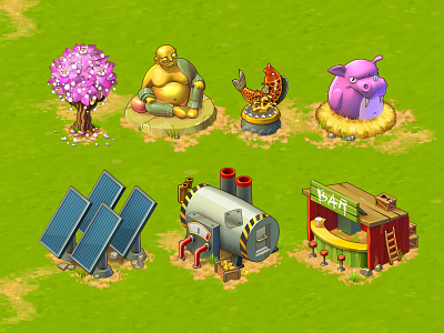 Mobile game stuff android appstore building design game icon ios ipad iphone isometric item map
