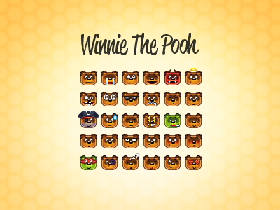(Russian) Winnie the Pooh emoticons free winnie pooh bear smile emoticon emotion icon adium pirate ninja russia honey pixel perfect