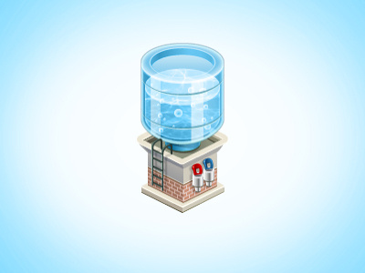 Water Tower bottle brick builder building construction cooler game illustrator isometric pixel perfect social tower vector water