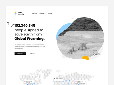 Fresh Landing Page Concept For Global Warming concept design global warming graphic design landing page petition ui ux warming website