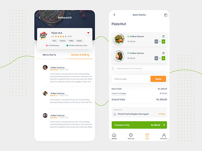 Food App -  review & cart view