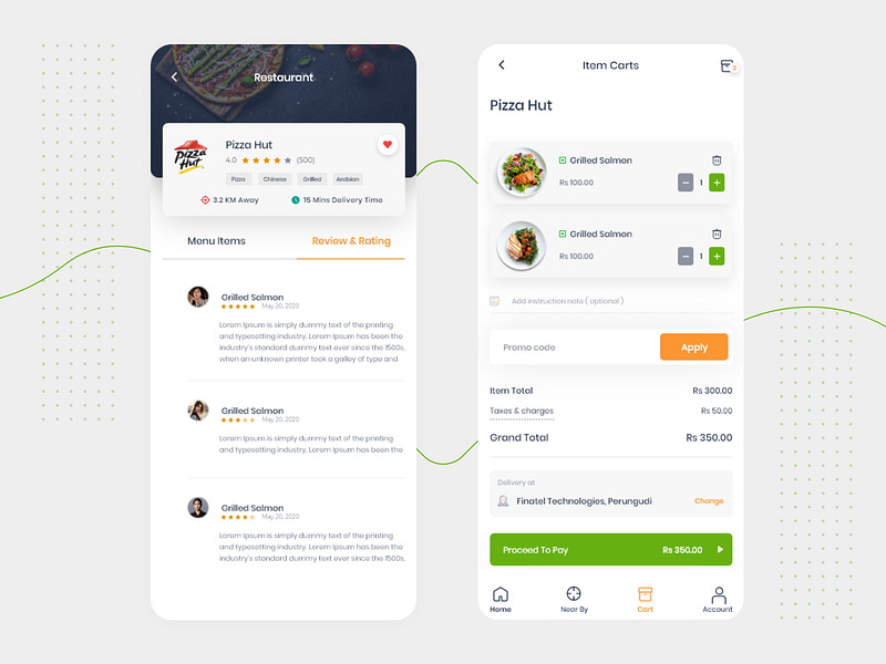 Food App - review & cart view by Prakash rioo on Dribbble