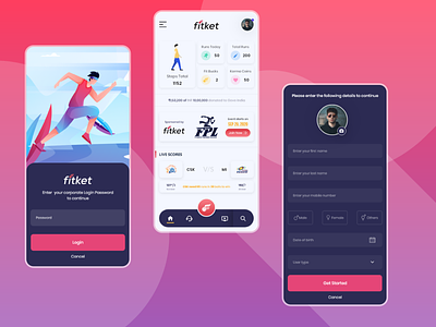 Sports App - Fitket app clean design flat illustration minimal mobile passion work typo ui ux