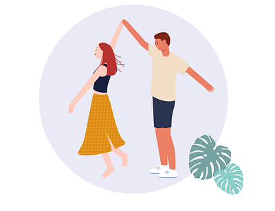 Dancing couple boy character couple dance dancing design flat girl girl character guy happy illustration men pair summer vacation women