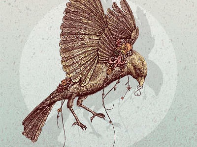 Migration art bird drawing illustration ink line work poster print
