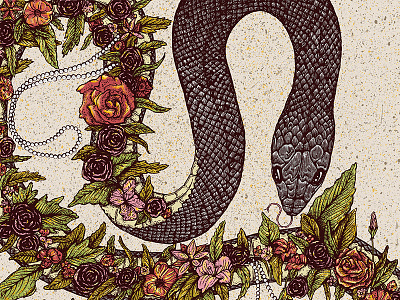 The Snake and the Flower art drawing flowers illustration ink line work poster print snake