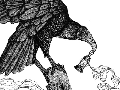 Vulture art bird drawing illustration ink line work poster print vulture