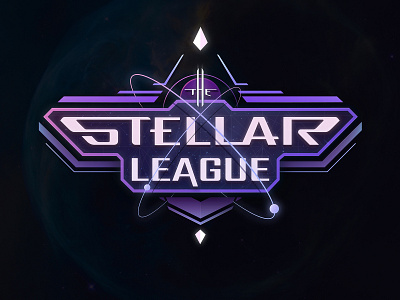 Stellar League Logo card design game graphic illustrator logo purple sf space typography vector