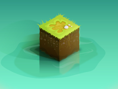 Iso scene test cube game graphic green illustration iso isometric project water wip