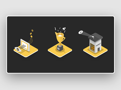 Illustration Moonify blockchain graphic icon illustration isometric mining reward ui vector web yellow