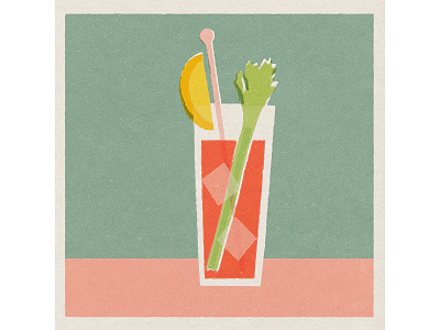 bloodymary cocktail drink drink illustration editorial food illustration midcentury minimal vintage