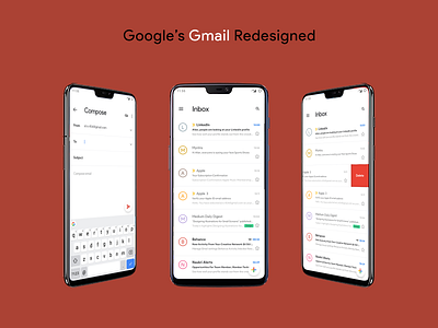 Gmail Redesigned android app design concept design gmail google material theme redesign ui ux