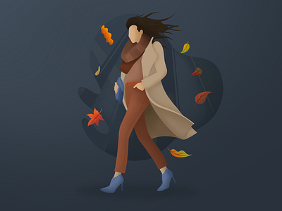 Autumn art autumn design illustration ipad procreate wind woman