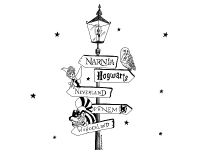 Worlds to escape to books design digital art fantasy harry potter hogwarts inktober inktober 2018 jkrowling magic narnia neverland panem spell wonderland