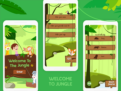 Kid's Maths Learning Game game gameplay illustration jungle kids login visual design