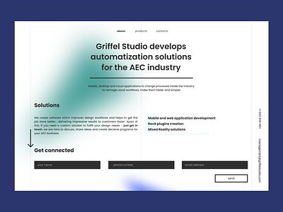Griffel Studio about page concept connect desktop focused gradient grid interface linestyle main page palette simple space states typography ui ux web website