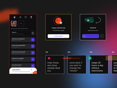 waka accent blur counter dark mode dating design drag and drop illustration mobile mobile app palette picker profile states ux