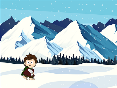Frodo mountains (the shot from promotional video) after effects animation cartoon cartoon character cartoon illustration creative design illustration vector