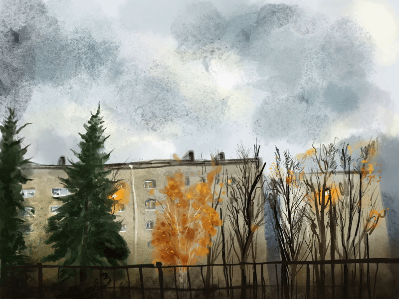 Autumn mood animation illustration procreate