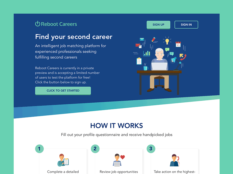 Landing page Reboot Careers