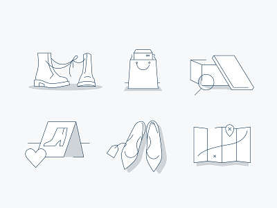 Shoe store icons ecommerce shop empty screen empty state flat icons set illustration shoes store app ui vector