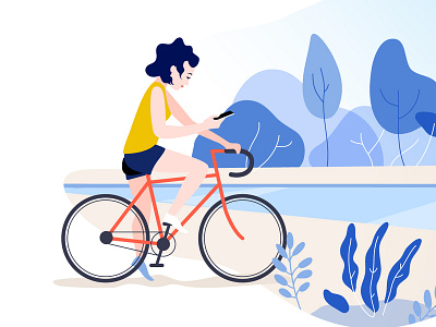 Bicycle ride art bicycle design light nature summer vector