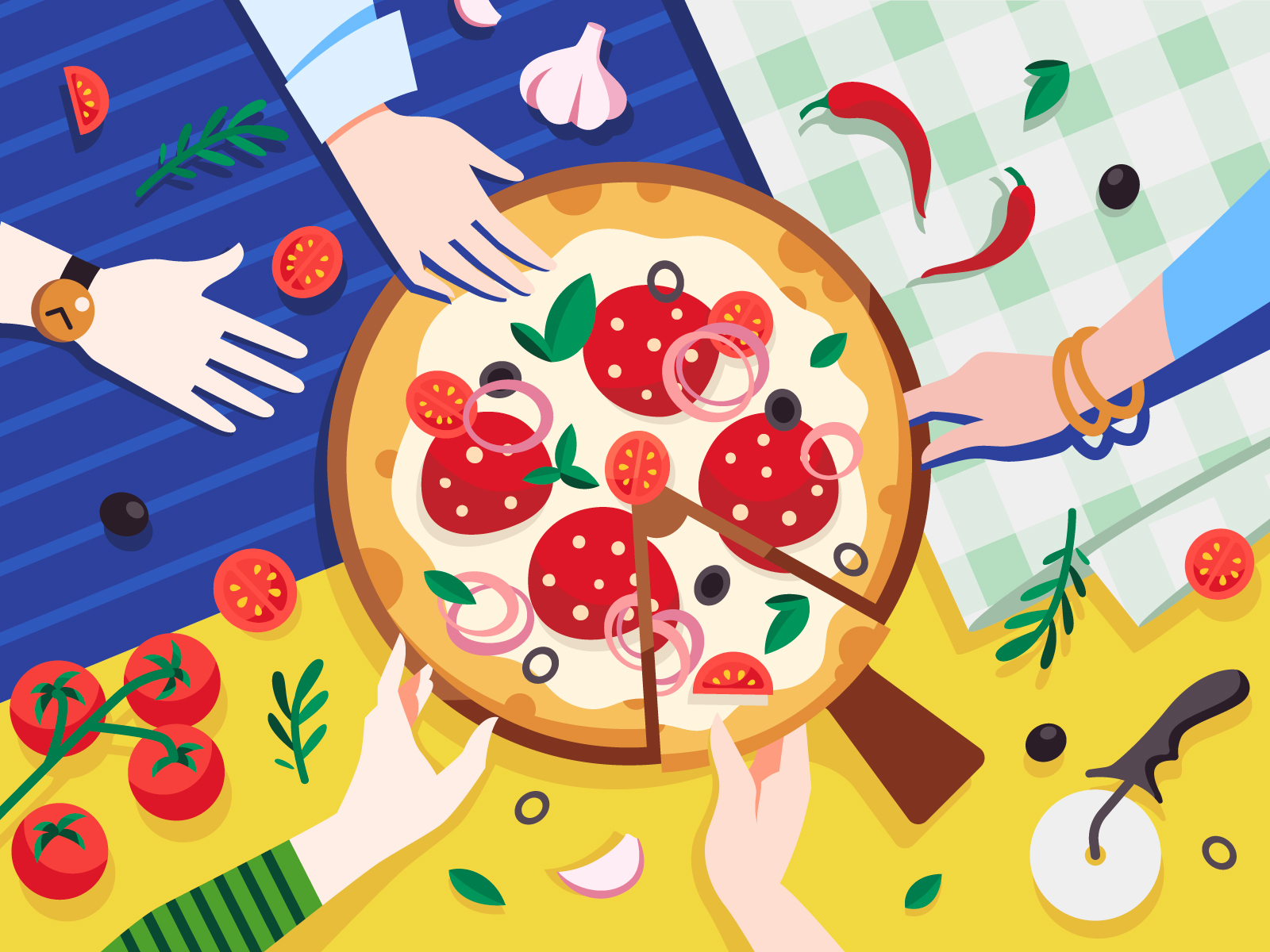 Pizza eaters by Sofia Zheltukhina on Dribbble