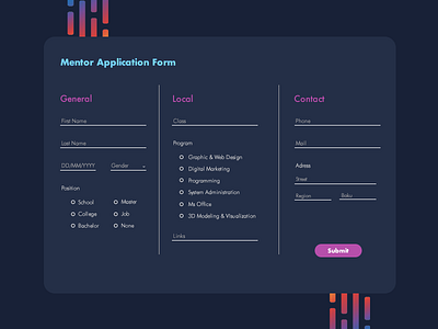 Application Form adobe application applicationform baku codeacademy dark design ui uiux ux web webdesign