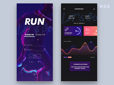 RUN™. - FITNESS APP DESIGN app app ui clean design fitness fitness app landing landing page minimal ui ui ux ui ux design user interface design ux