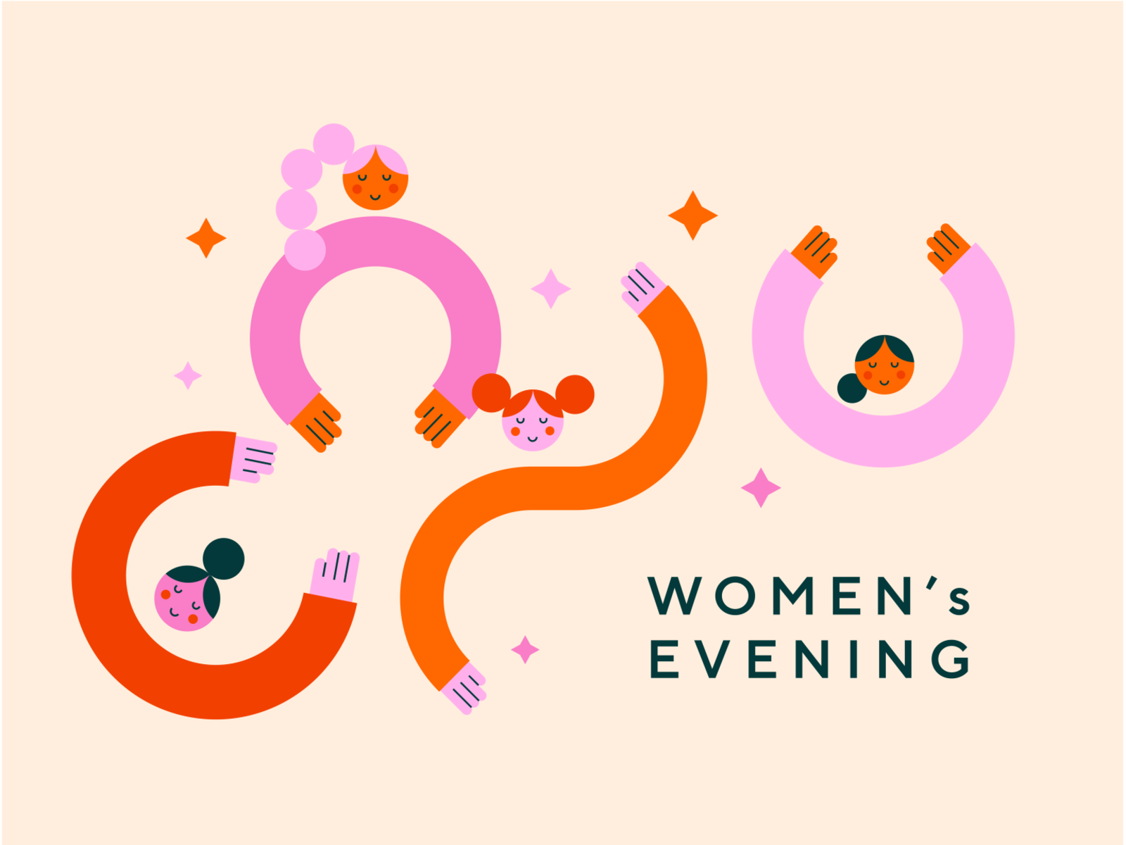 Women's evening banner colours cute girls illustration vector woman women womens day