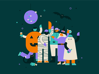 Halloween party brand colours fun halloween halloween costumes halloween party illustration office party party people vector
