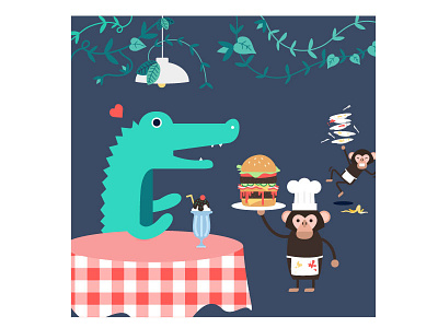 allygator loves food brand food illustration vector