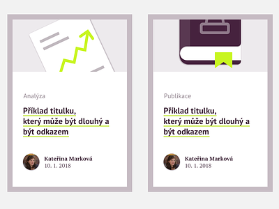 Examples of cards for publications pictograms ui web